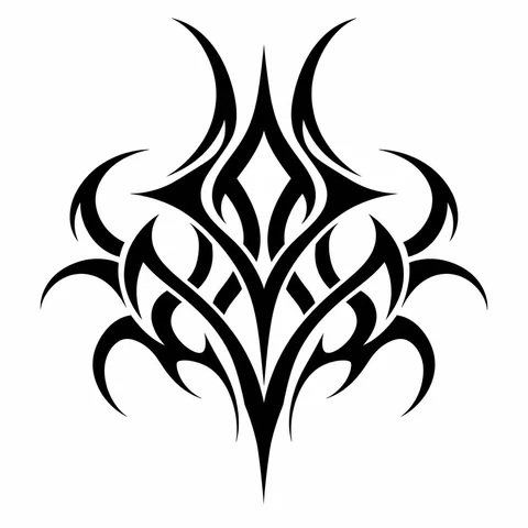 Tribal tattoo style example: an abstract symmetrical flowing tribal emblem